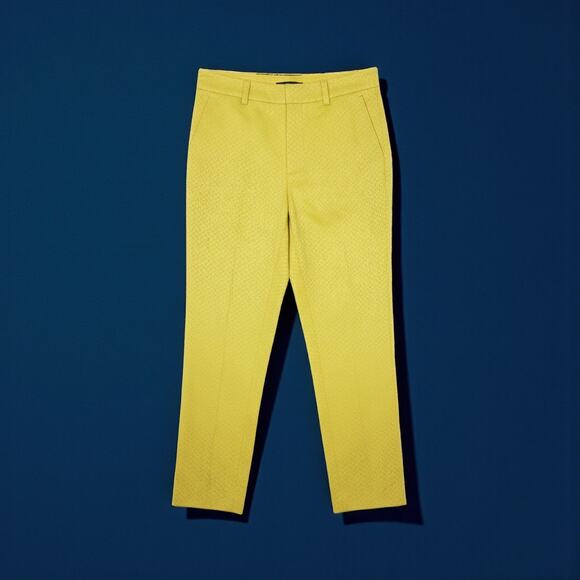 SHARON YOUNG Citrus Yellow/Chartreuse Side-Zip Ankle Pants - Size 2 - Picture 1 of 5